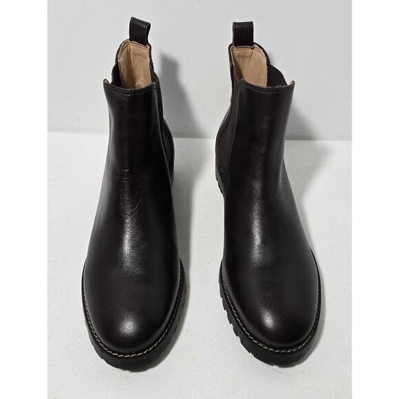 Talbots Leather Ankle Boots Gored Stretch Pull On Round Toe Dark Brown Size 10 M - Picture 2 of 10